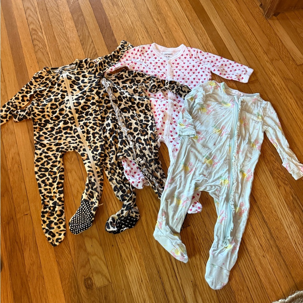 Premium Brands 6 - 9 months: Leopard, Pink, and Floral Kids Three Piece Bundle